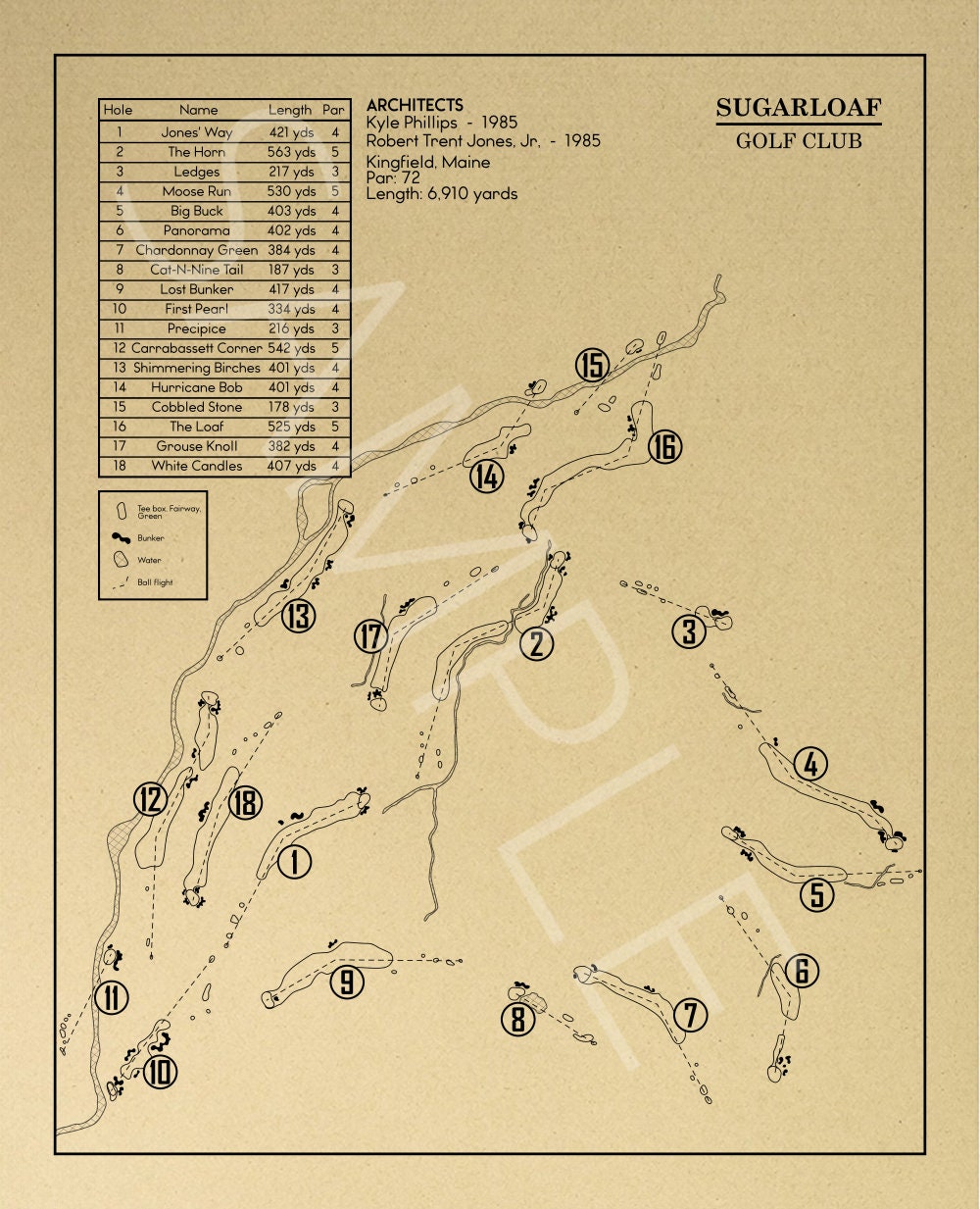 Sugarloaf Golf Club Outline (Print)