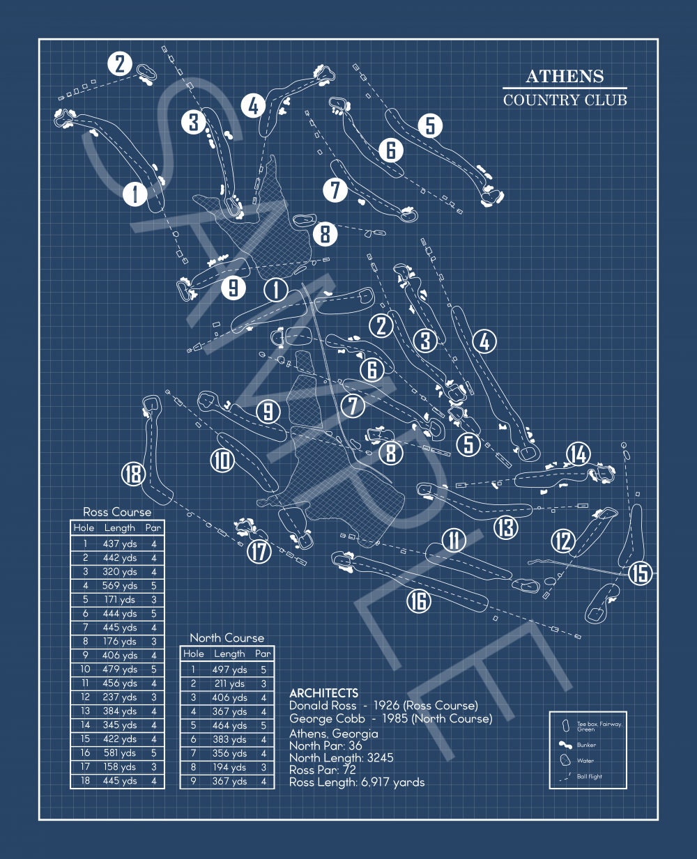 Athens Country Club Georgia Blueprint (Print)