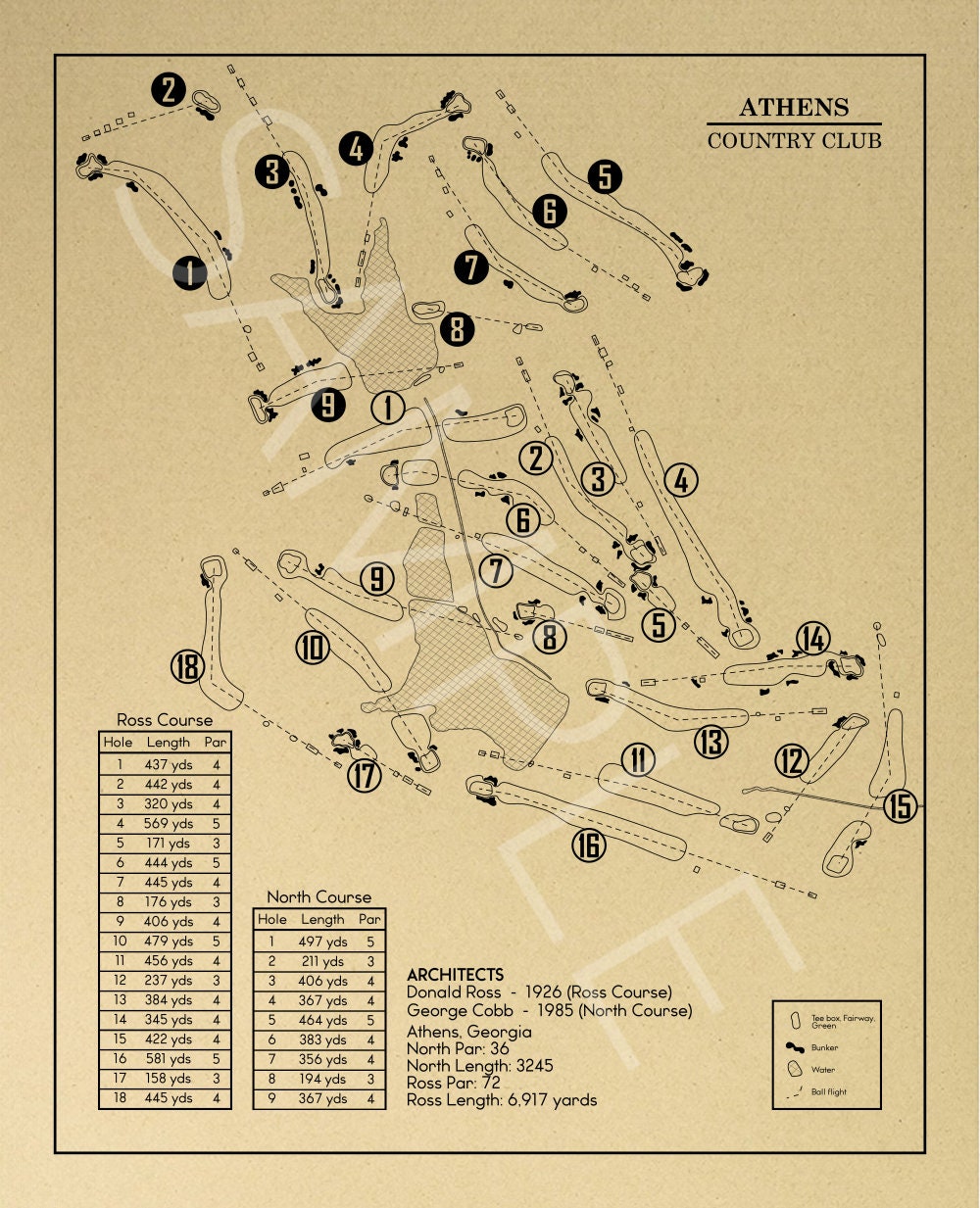 Atlanta Athletic Club Riverside Course Outline (Print)