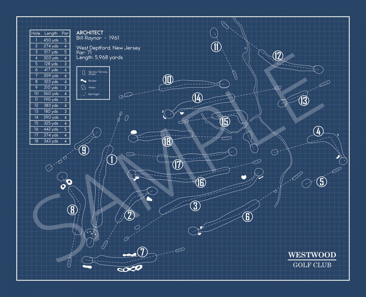 Westwood Golf Club Blueprint (Print)