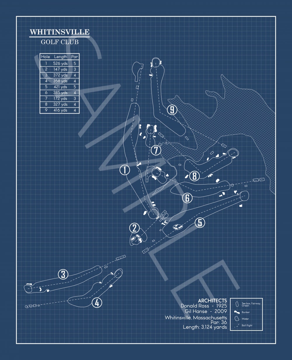 Whitinsville Golf Club Blueprint (Print)