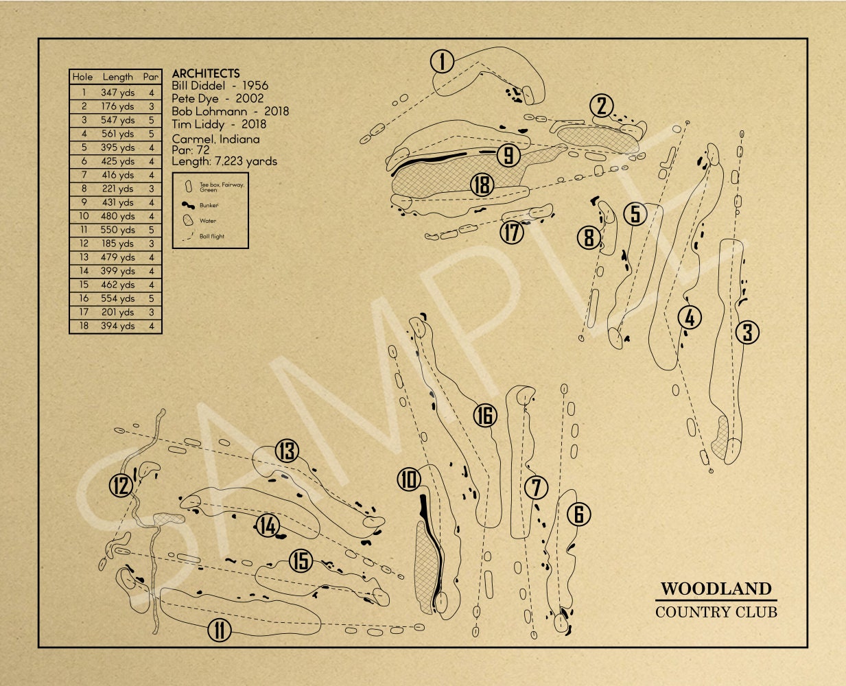 Woodland Country Club Outline (Print)