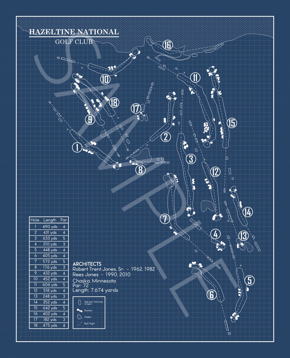 Hazeltine National Golf Club Blueprint (Print)
