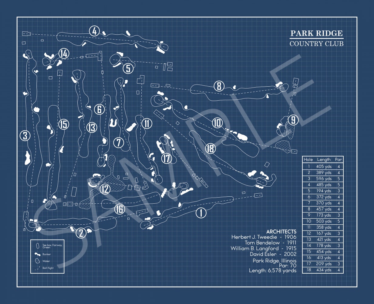 Park Ridge Country Club Blueprint (Print)