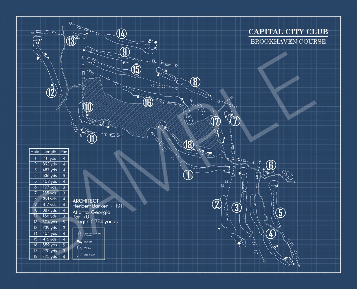 Capital City Club Brookhaven Course Blueprint (Print) GolfBlueprints