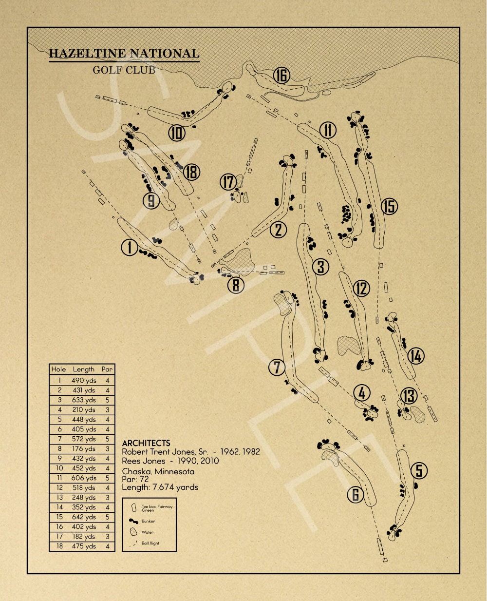 Hazeltine National Golf Club Outline (Print)