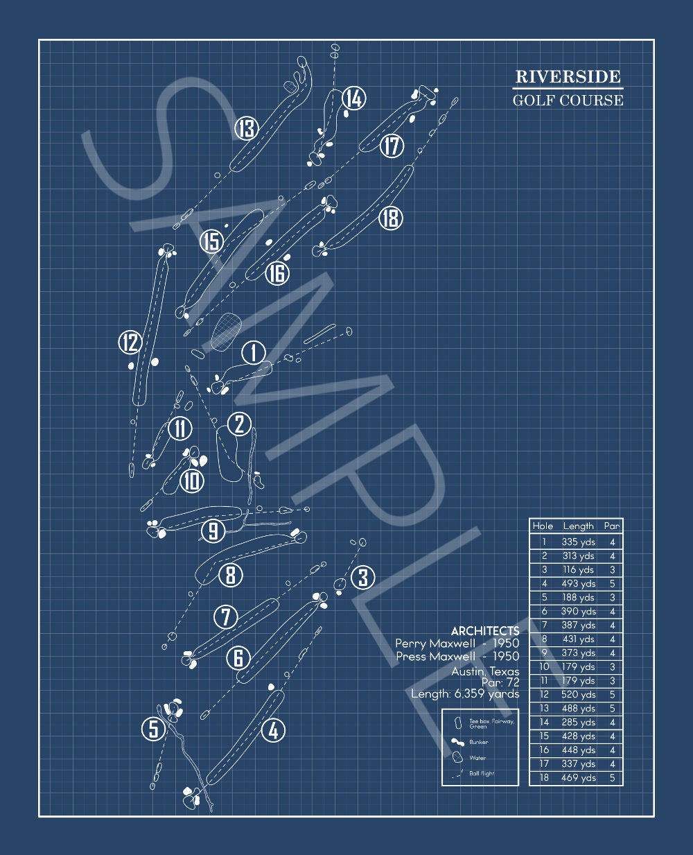 Riverside Golf Course Blueprint (Print)