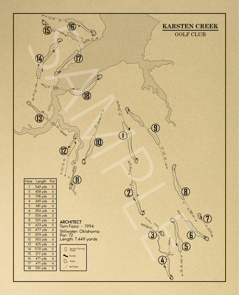 Karsten Creek Golf Club Outline (Print)