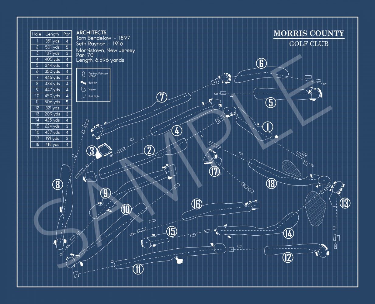 Morris County Golf Club Blueprint (Print)