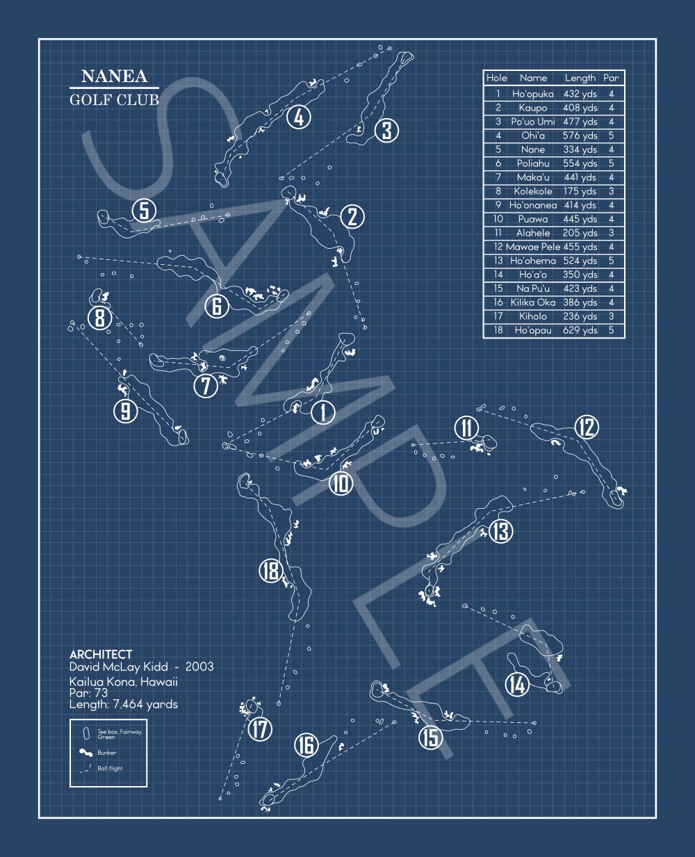 Nanea Golf Club Blueprint (Print)
