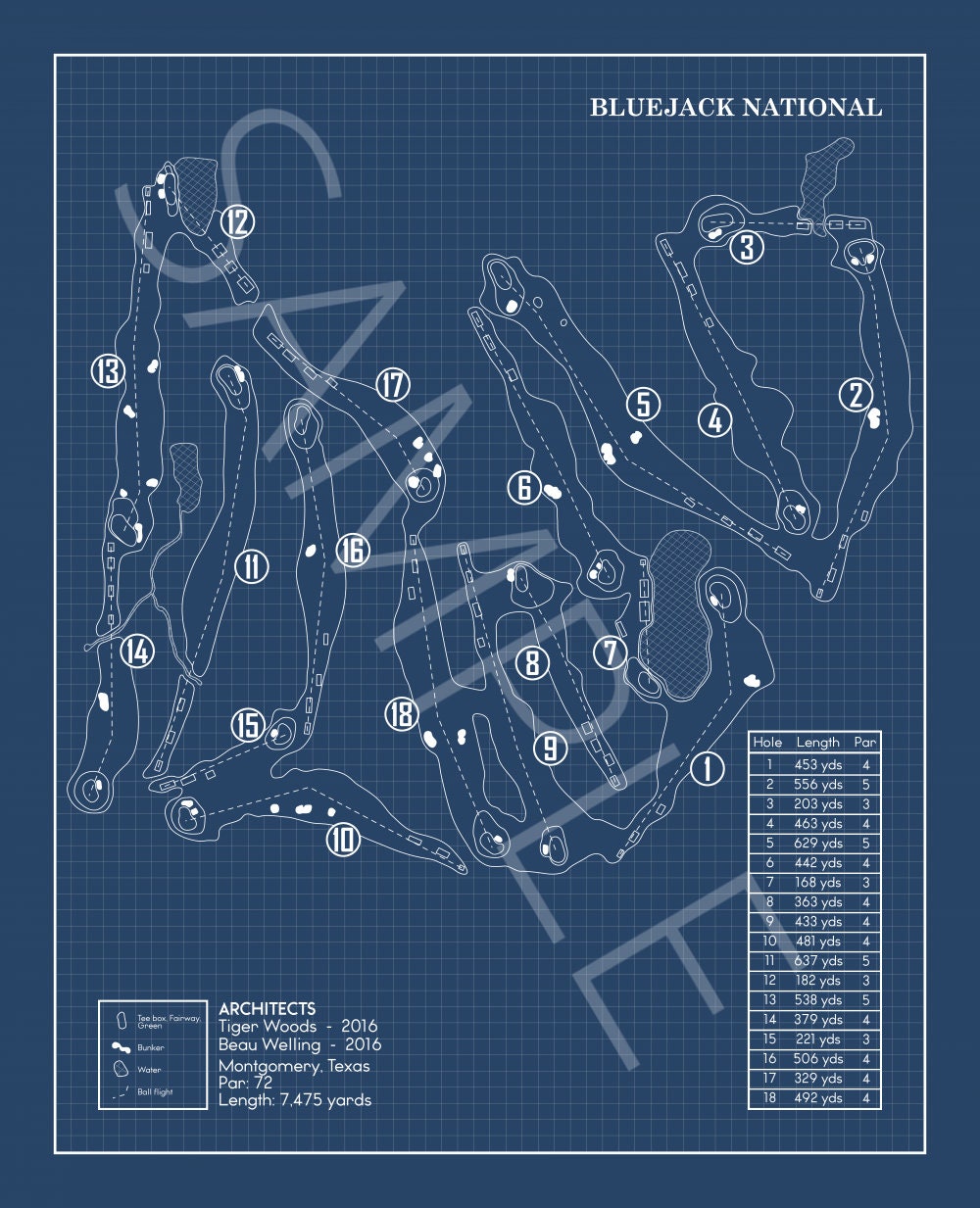 Bluejack National Golf Course Blueprint (Print)