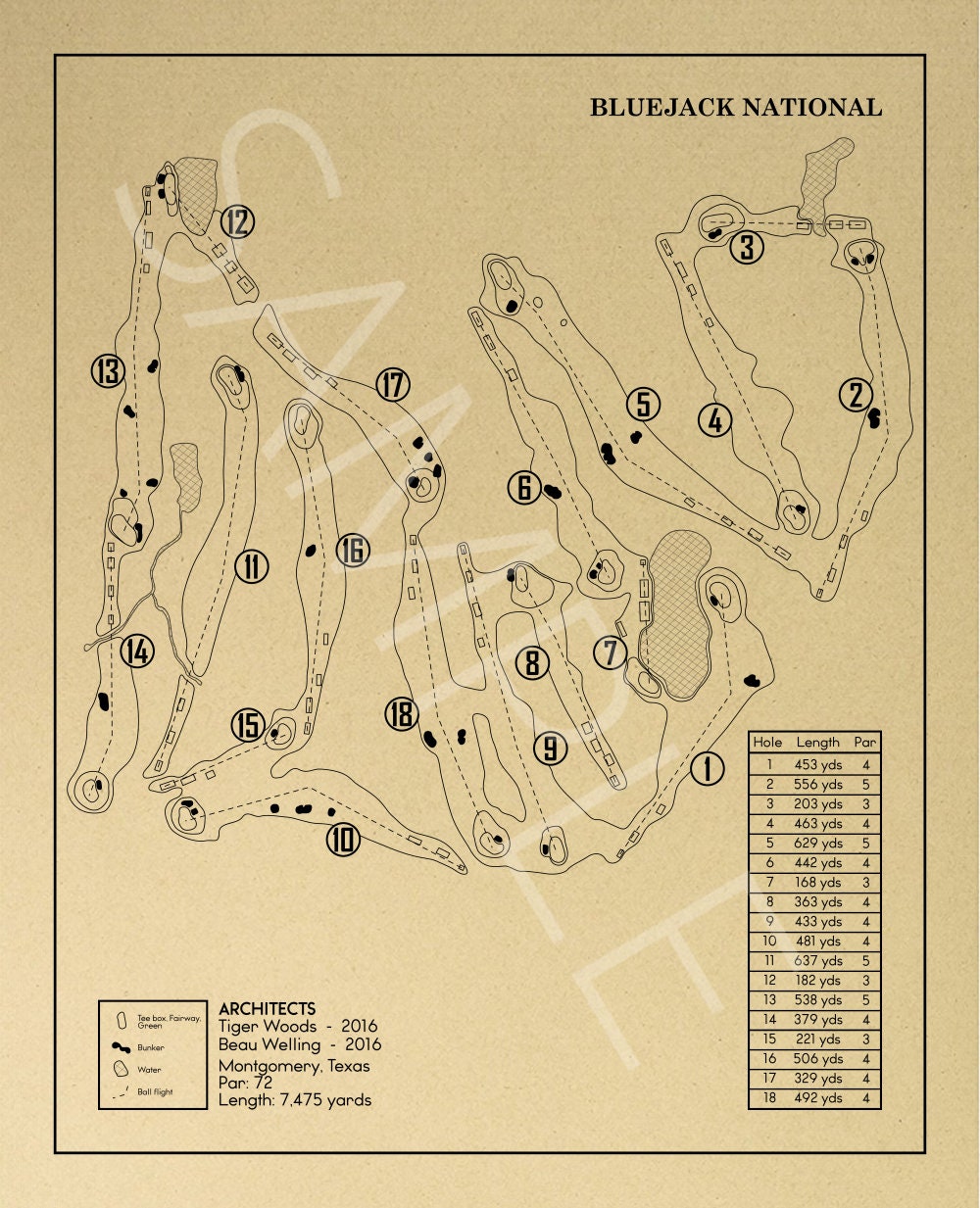 Bluejack National Golf Course Outline (Print)