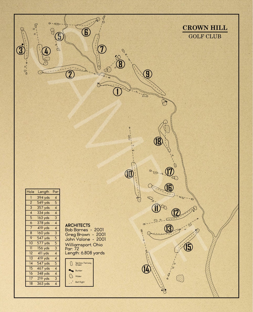 Crown Hill Golf Club Outline (Print)