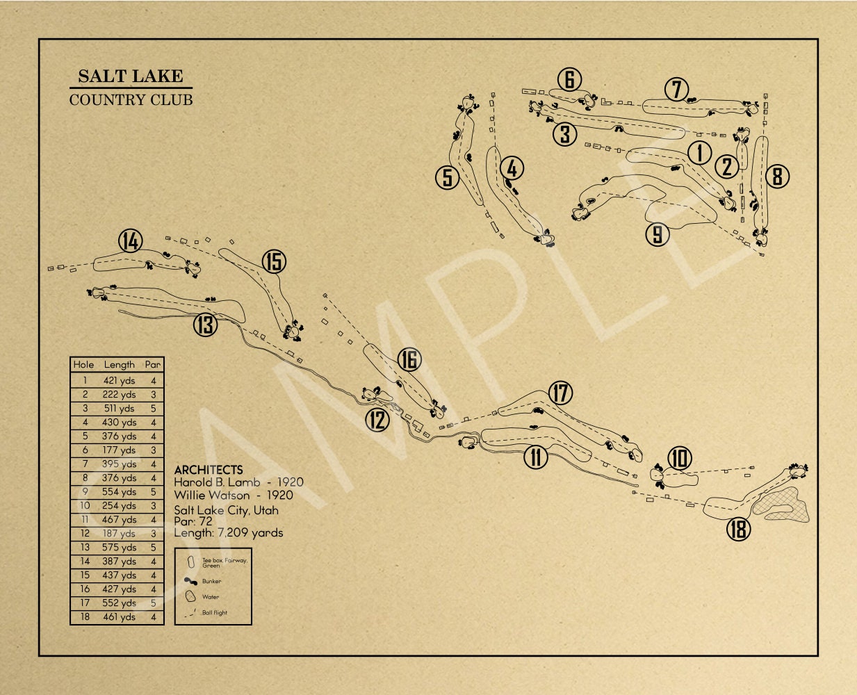Salt Lake City Country Club Outline (Print)