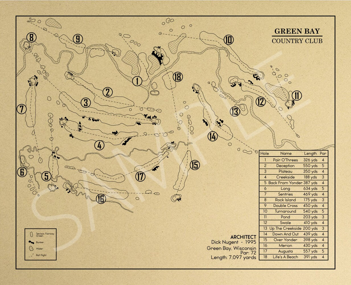 Green Bay Country Club Outline (Print)