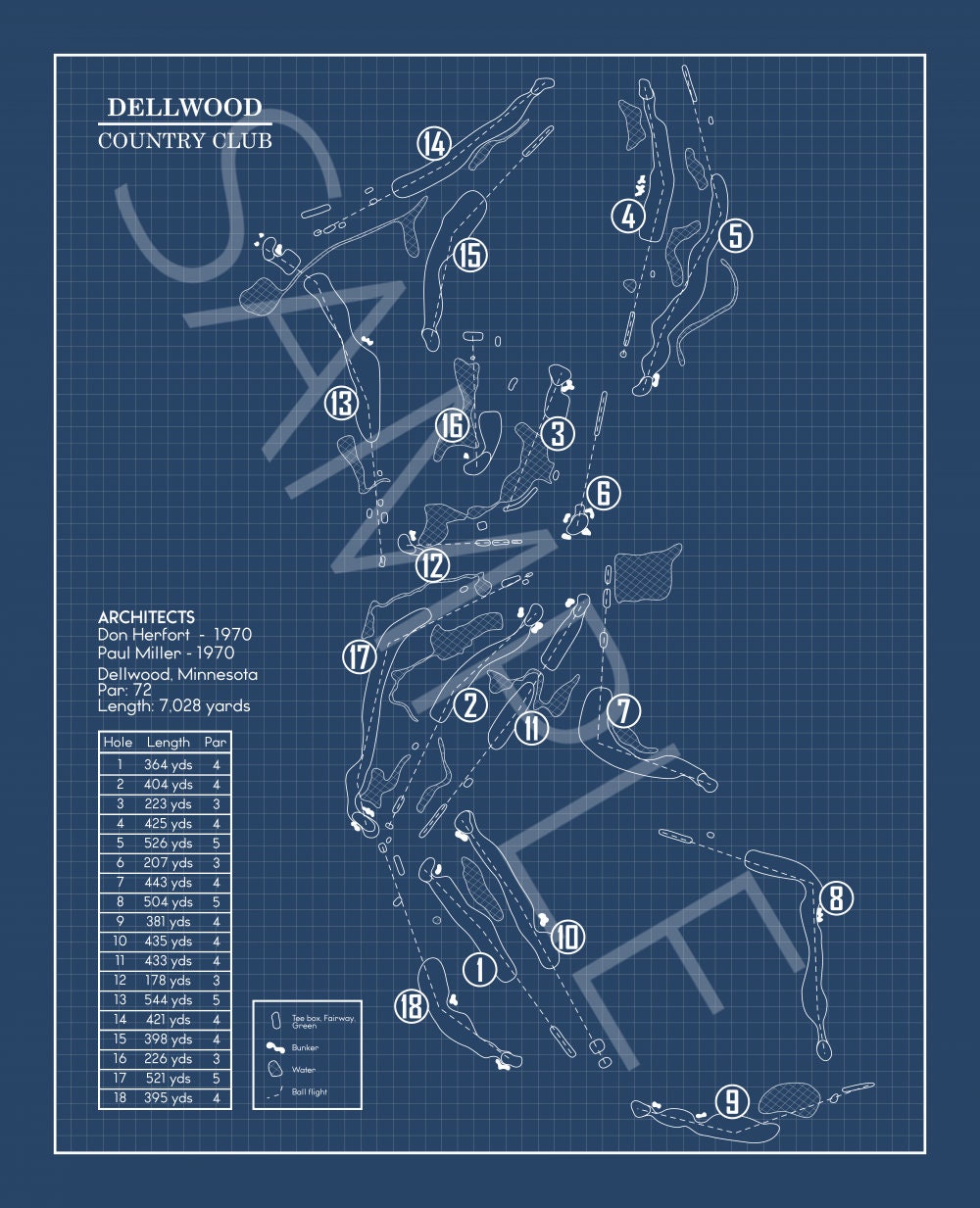 Dellwood Country Club Blueprint (Print)