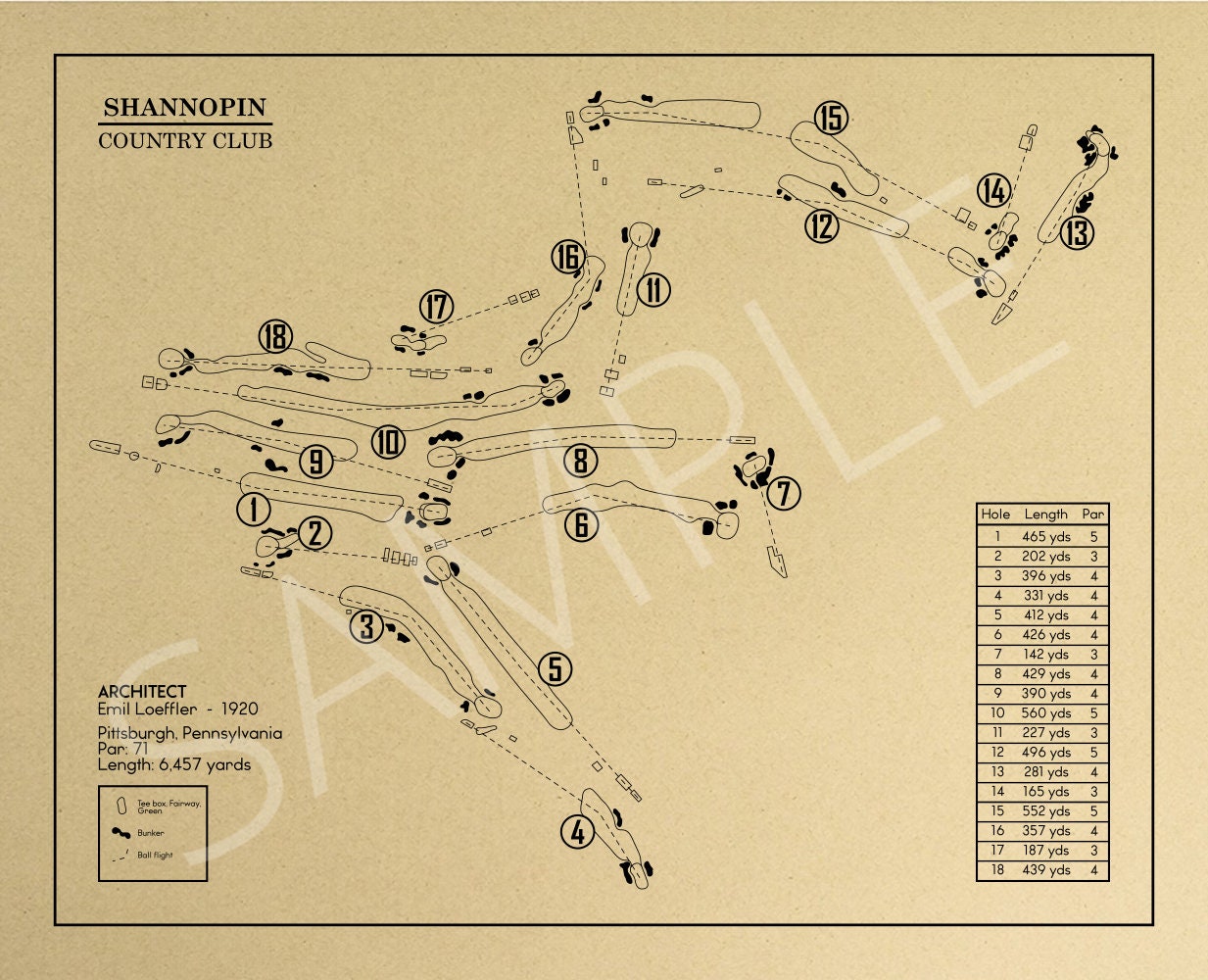 Shannopin Country Club Outline (Print)