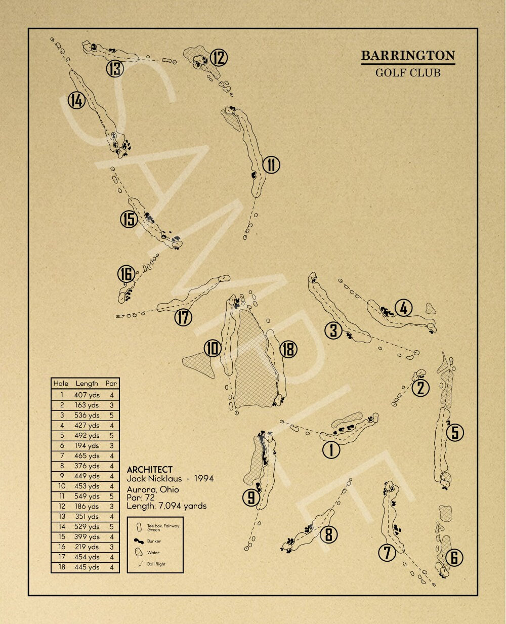 Baywood Greens Golf Course Outline (Print)