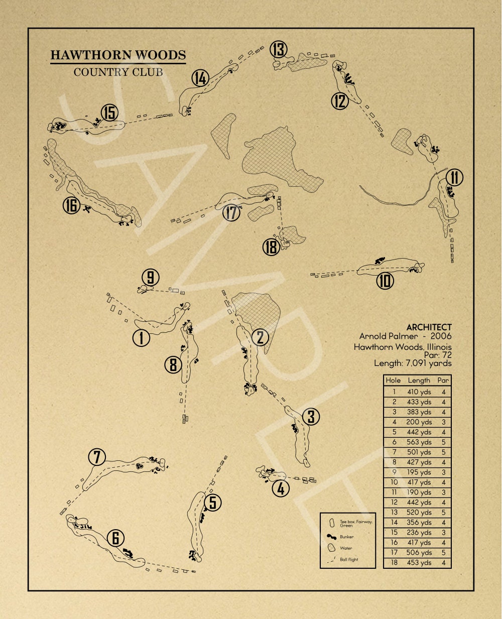 Hawthorn Woods Country Club Outline (Print)