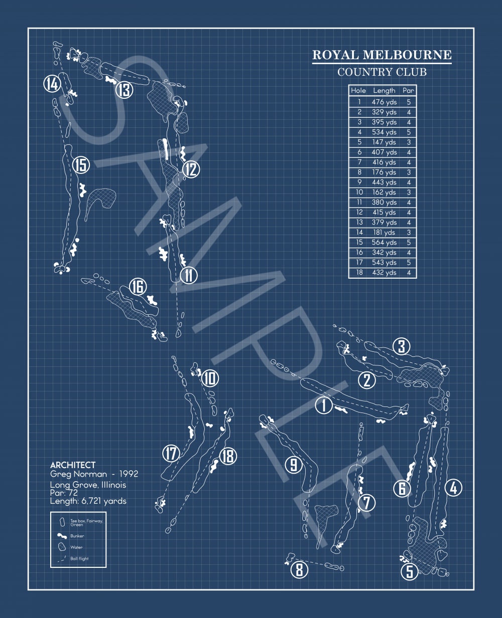 Royal Melbourne Country Club Blueprint (Print)