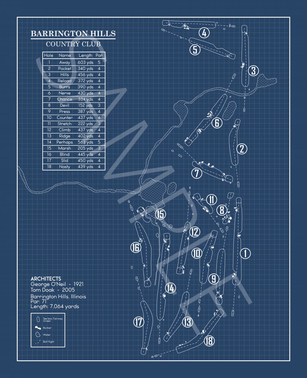 Barrington Hills Country Club Blueprint (Print)