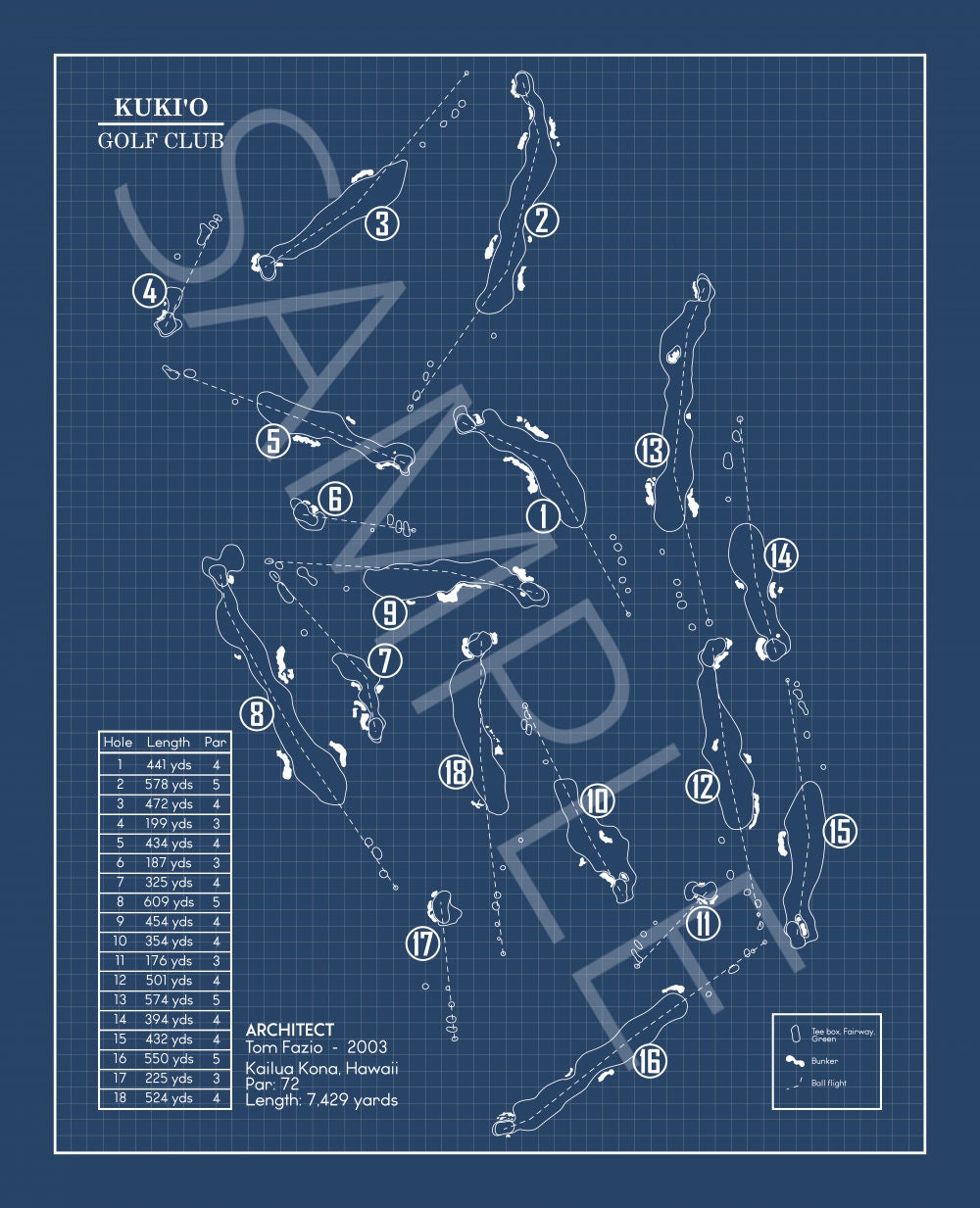 Kuki'o Golf Club Blueprint (Print)