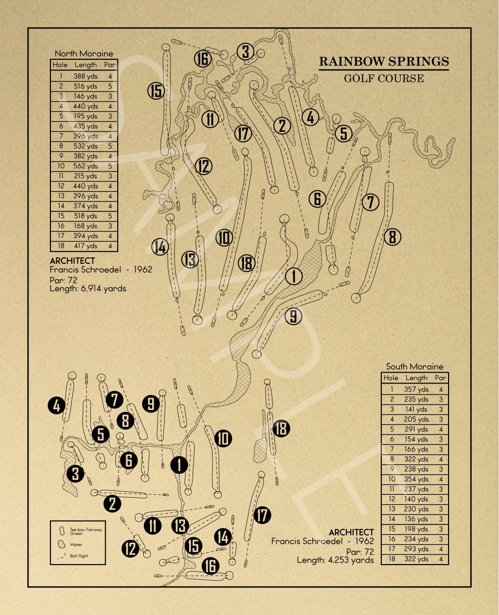Rainbow Springs Golf Course Outline (Print)