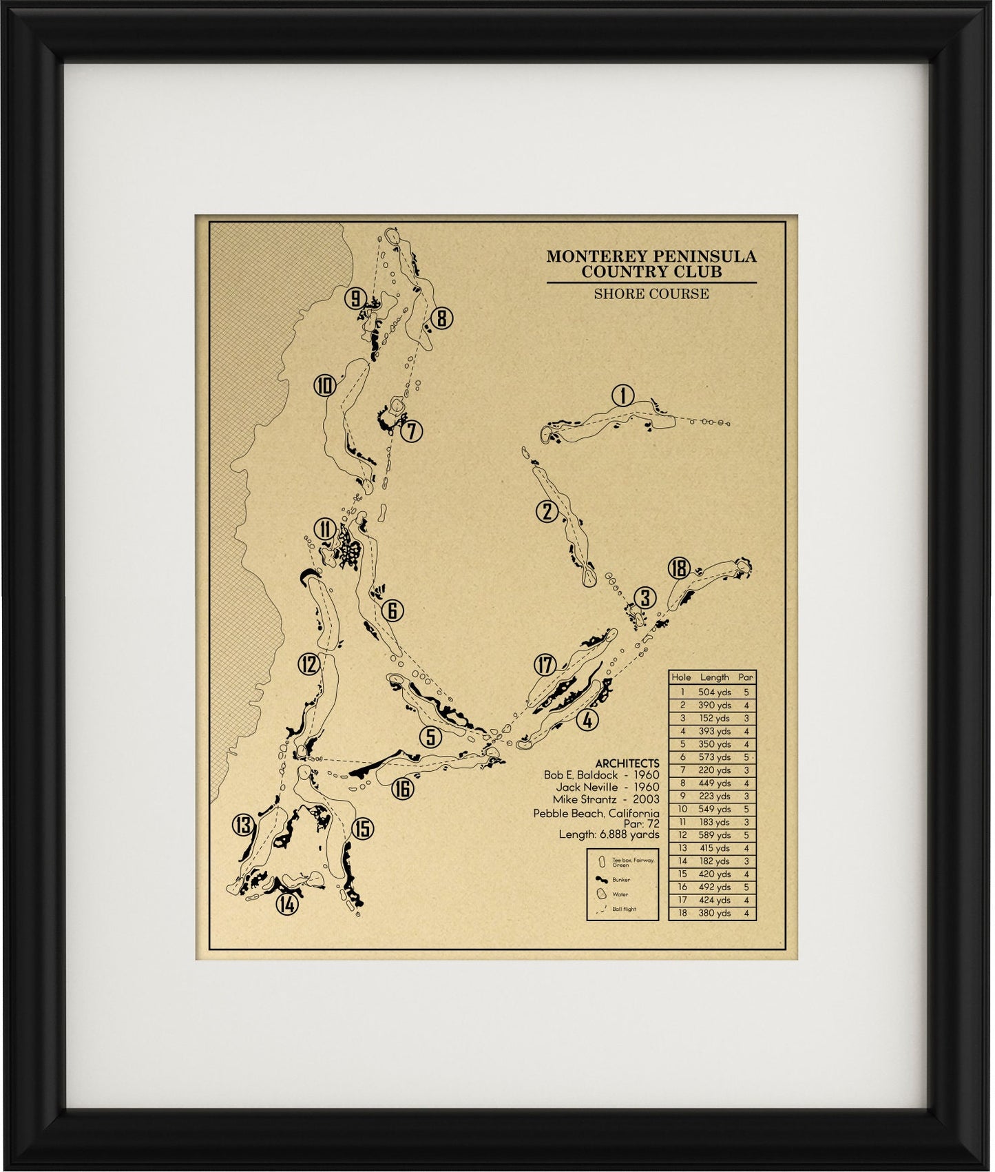 Monterey Peninsula Country Club Shore Course Outline (Print)