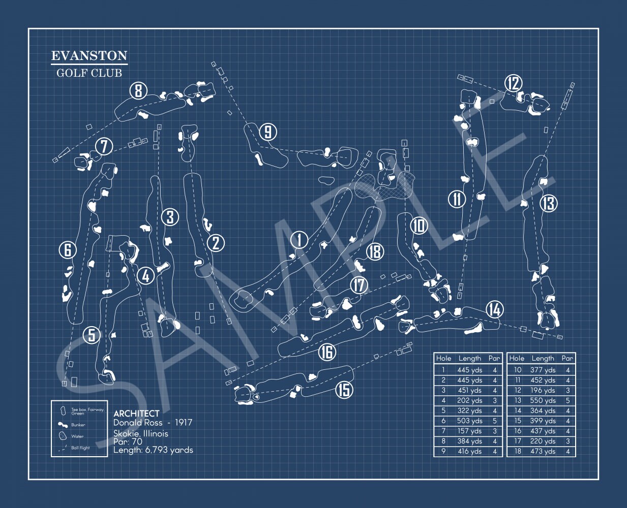 Evanston Golf Club Blueprint (Print)