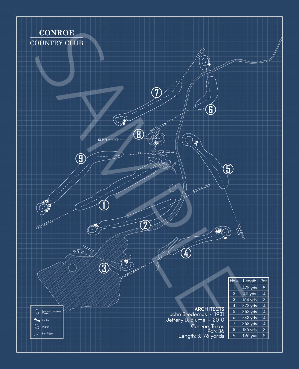 Conroe Country Club Blueprint (Print)