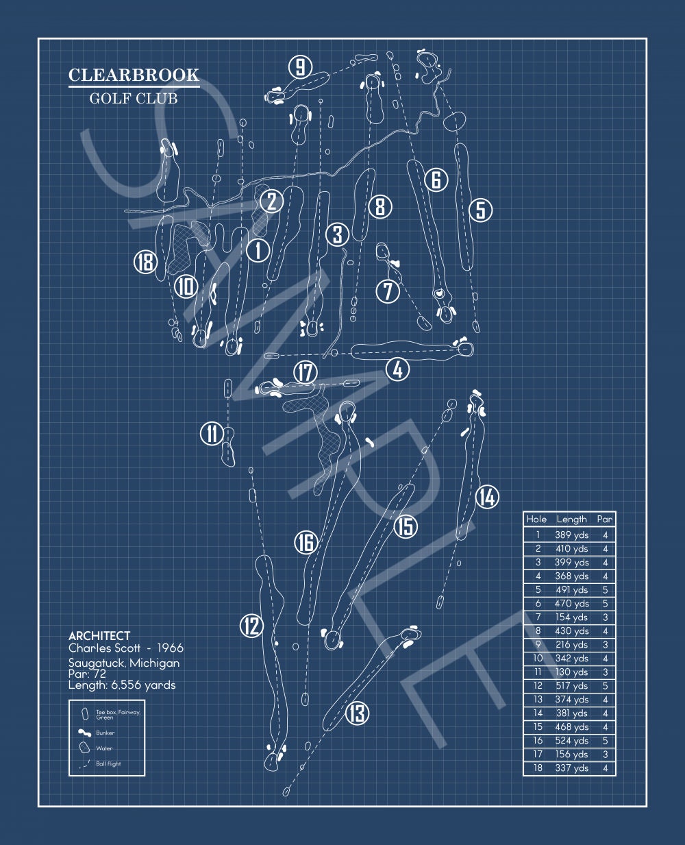 Clearbrook Golf Club Blueprint (Print)