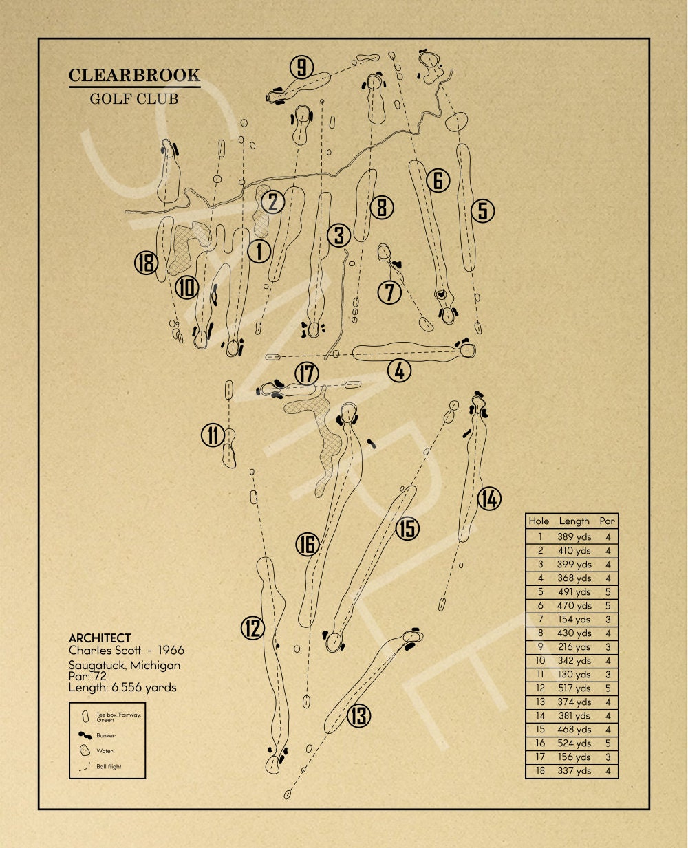 Clearbrook Golf Club Outline (Print)