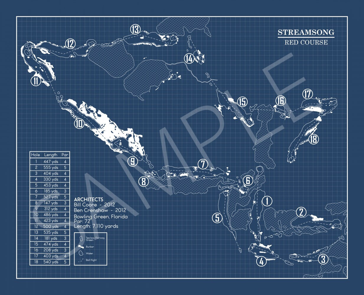 Streamsong Red Golf Course Blueprint (Print)
