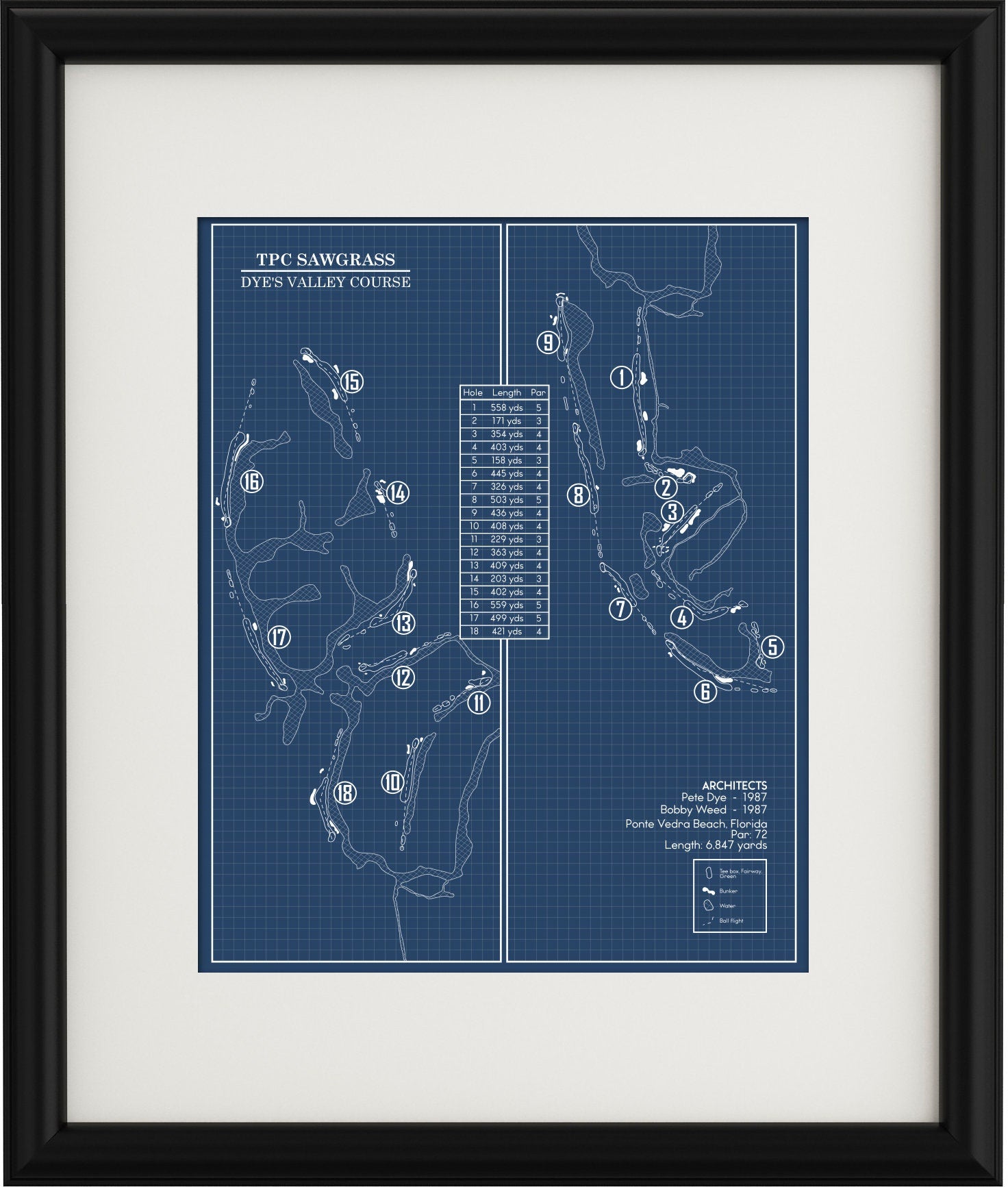 Tpc Sawgrass Dye S Valley Course Blueprint Print Golfblueprints