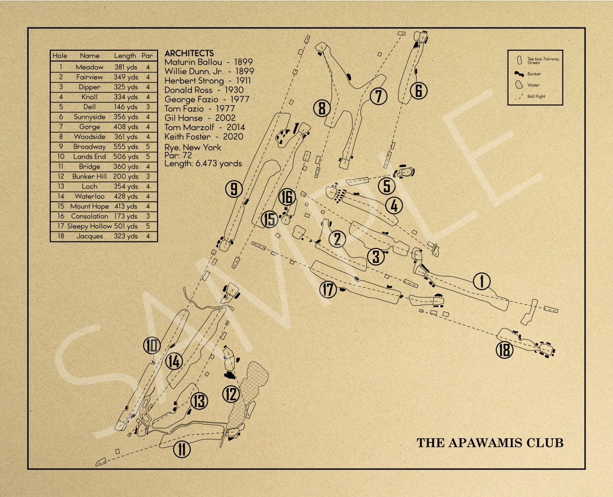 The Apawamis Club Outline (Print)