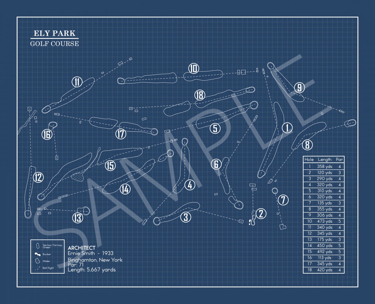 Ely Park Golf Course Blueprint (Print)