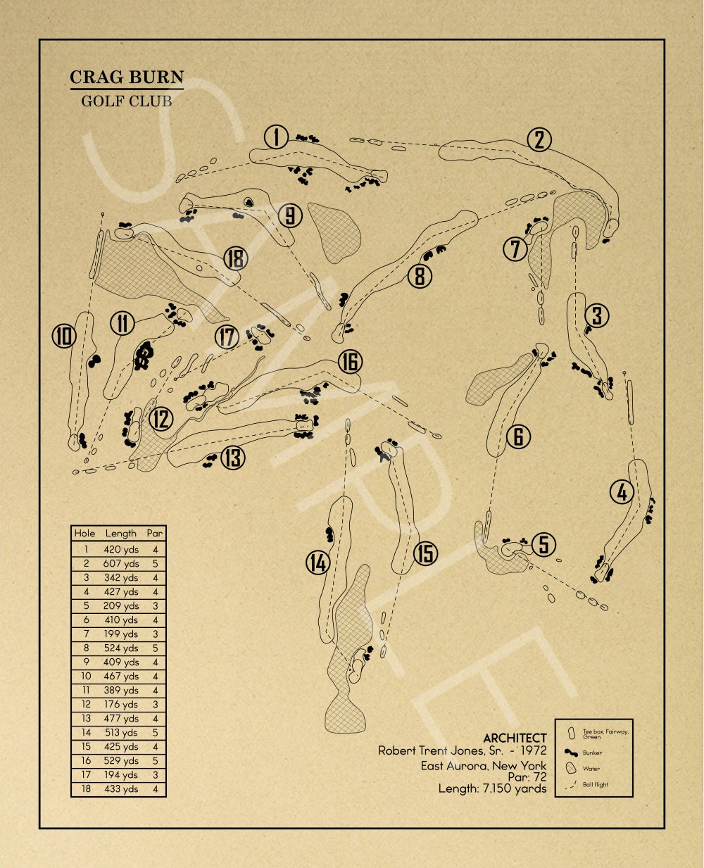 Crag Burn Golf Club Outline (Print)
