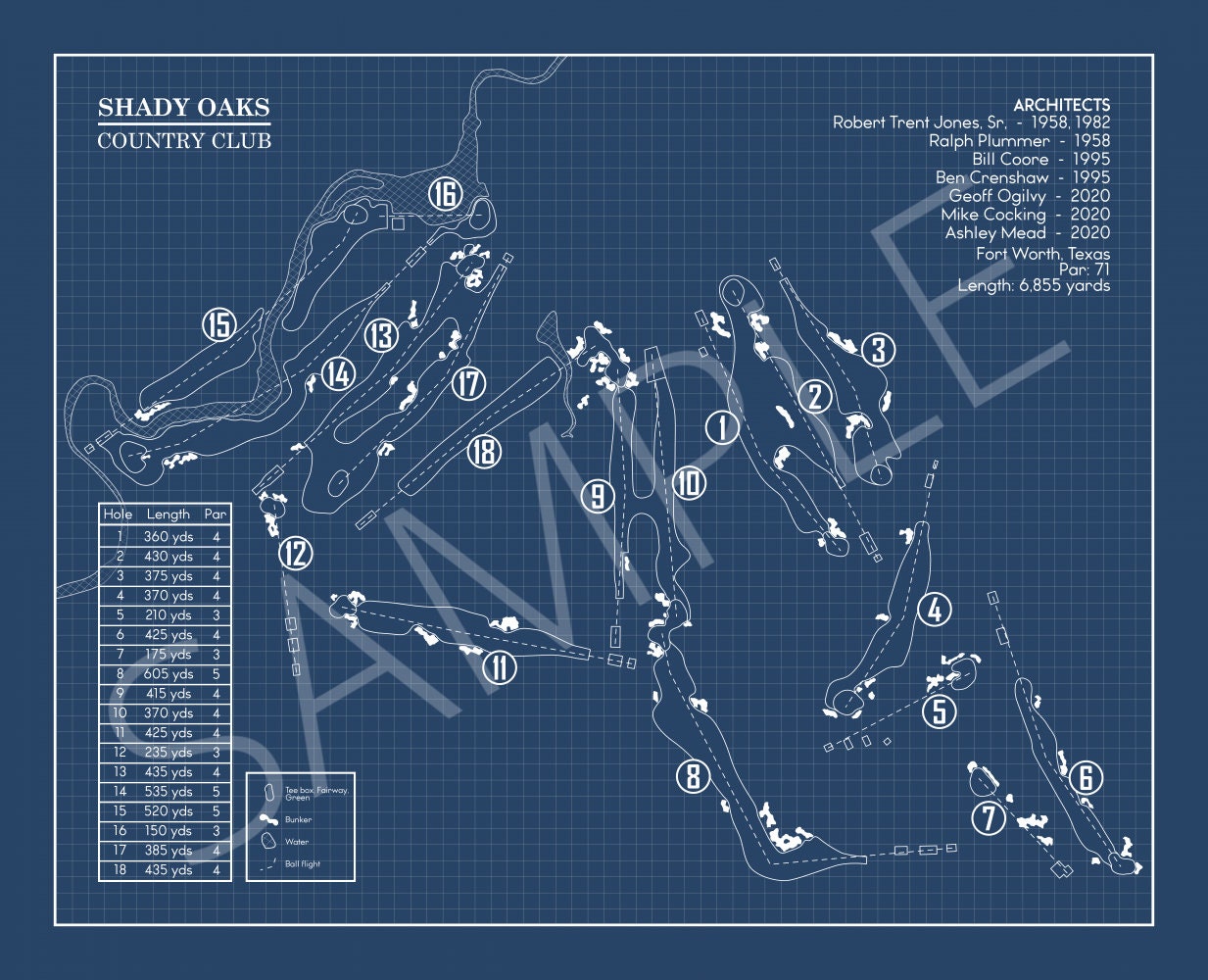 Shady Oaks Country Club Blueprint (Print)