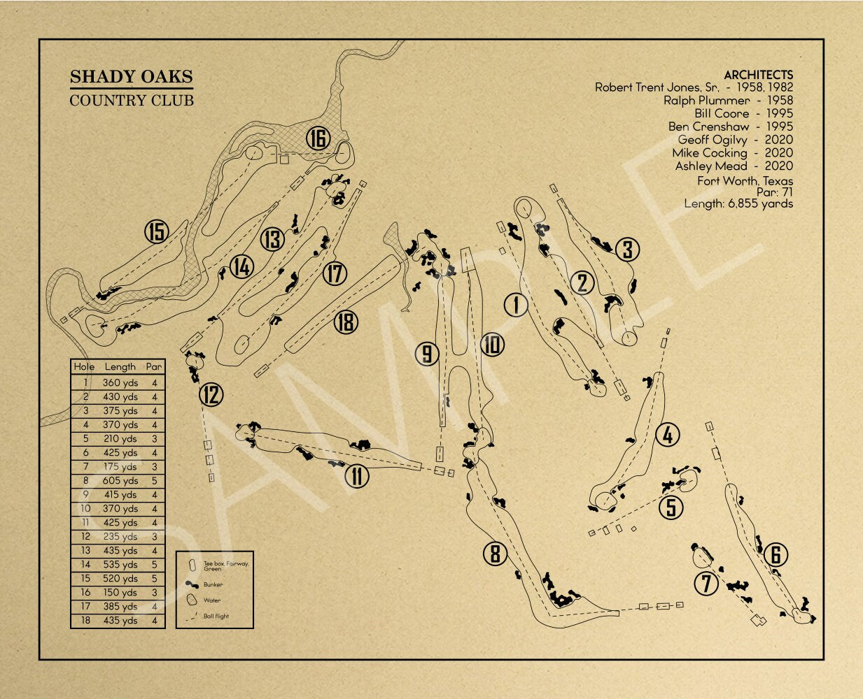 Shady Oaks Country Club Outline (Print)