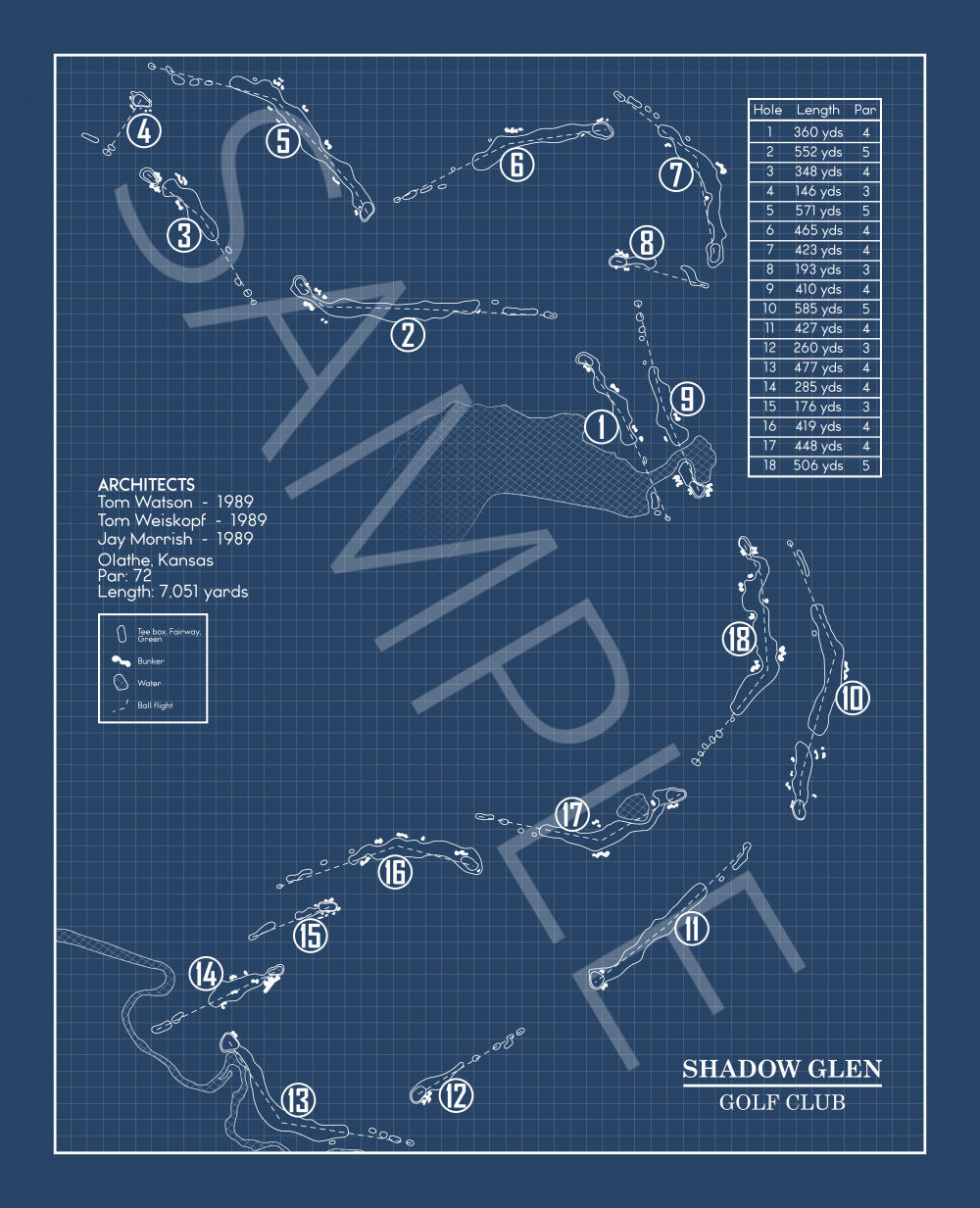 Shadow Glen Golf Club Blueprint (Print)