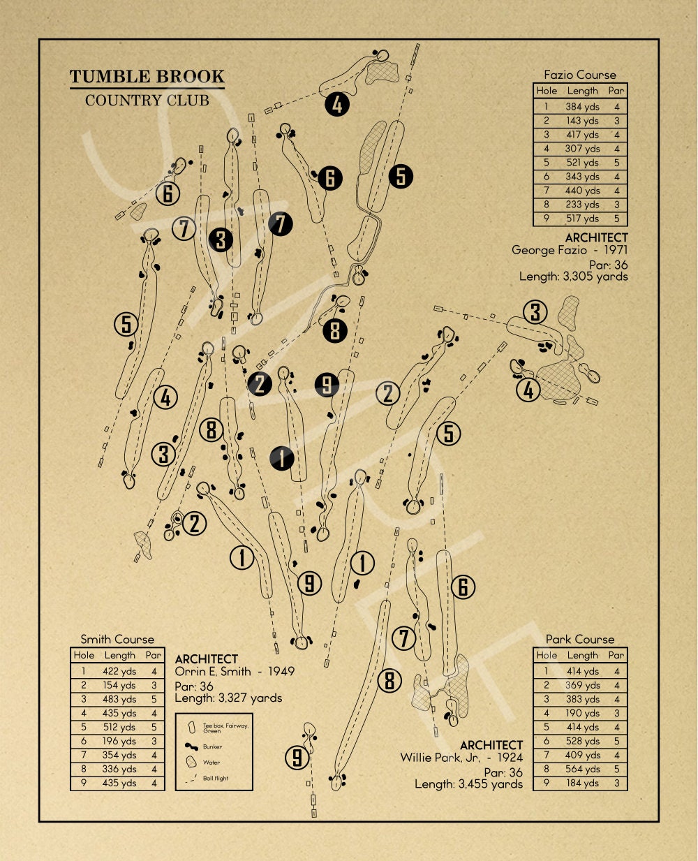 Tumble Brook Country Club Outline (Print)