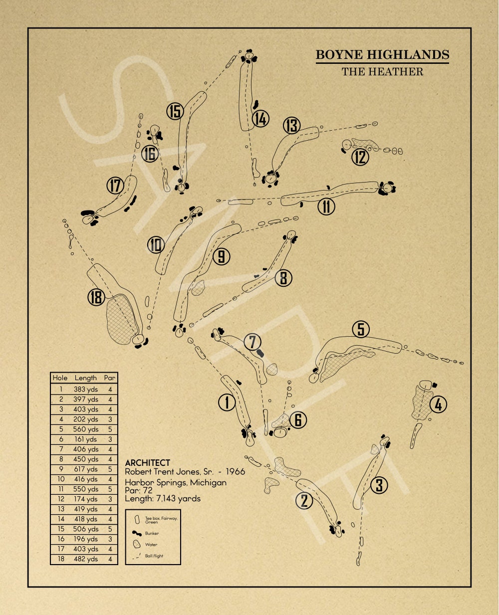 Boyne Highlands The Heather Course Outline (Print)