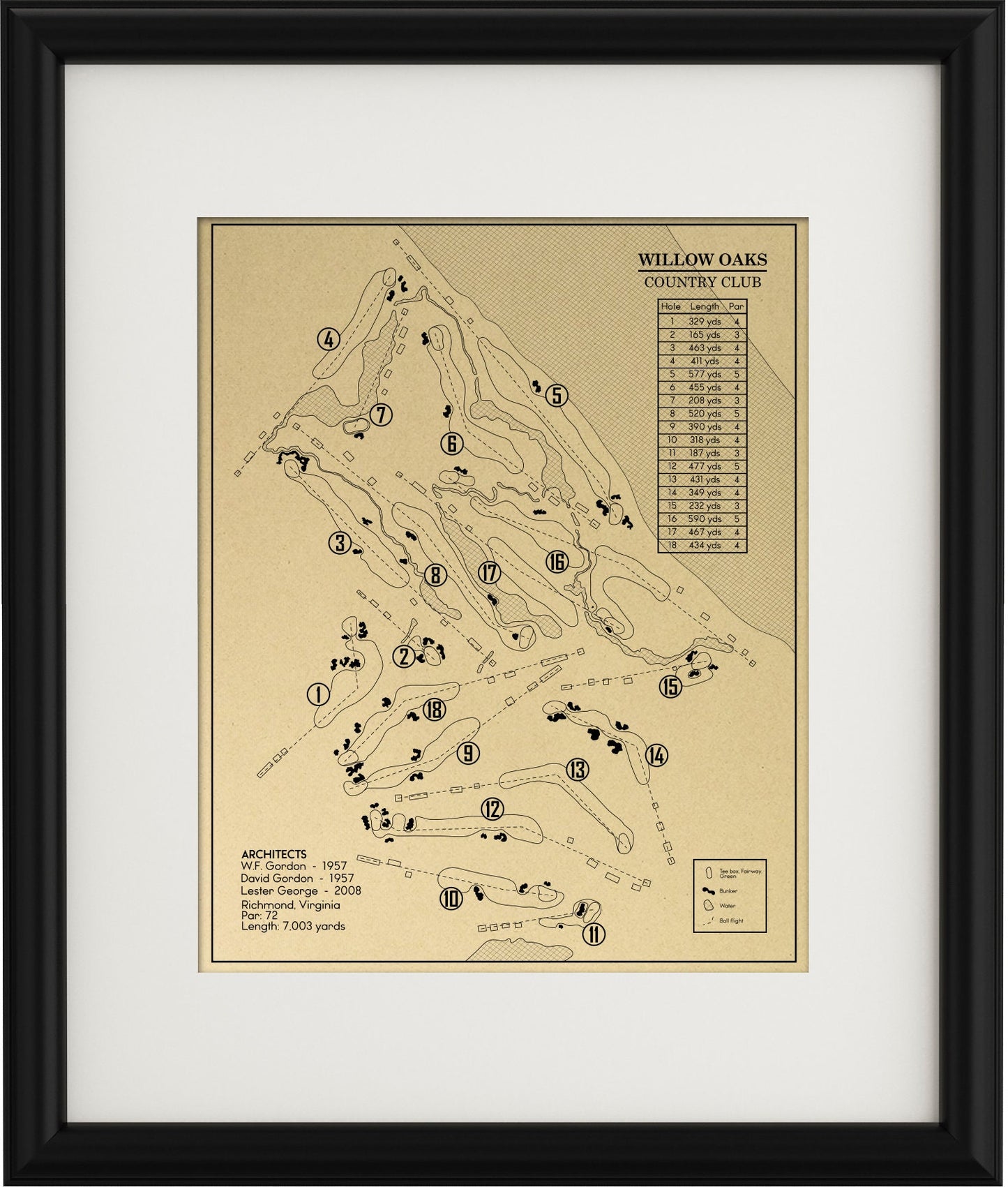 Willow Oaks Country Club Outline (Print)