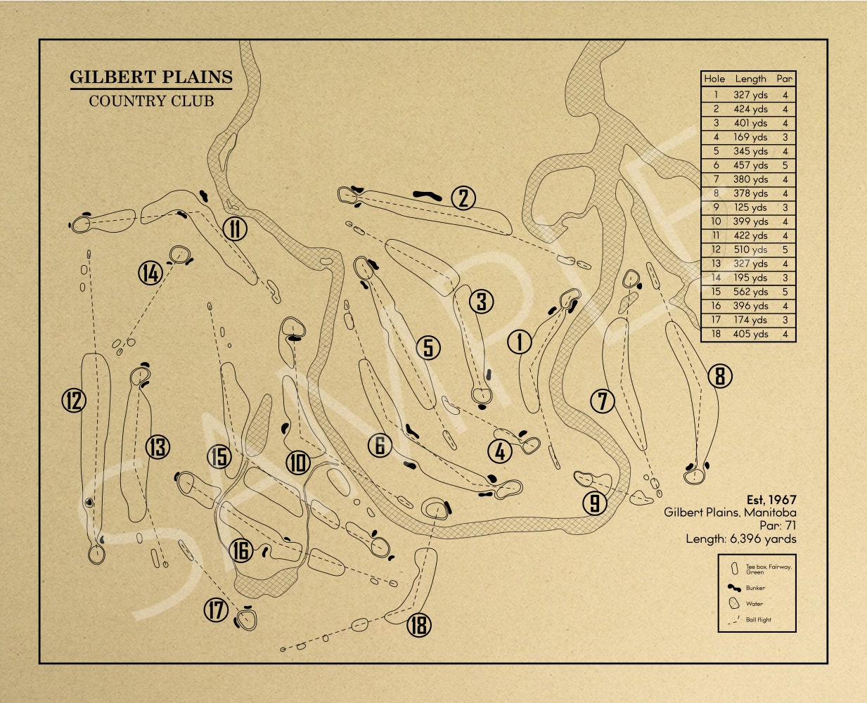 Gilbert Plains Country Club Outline (Print)