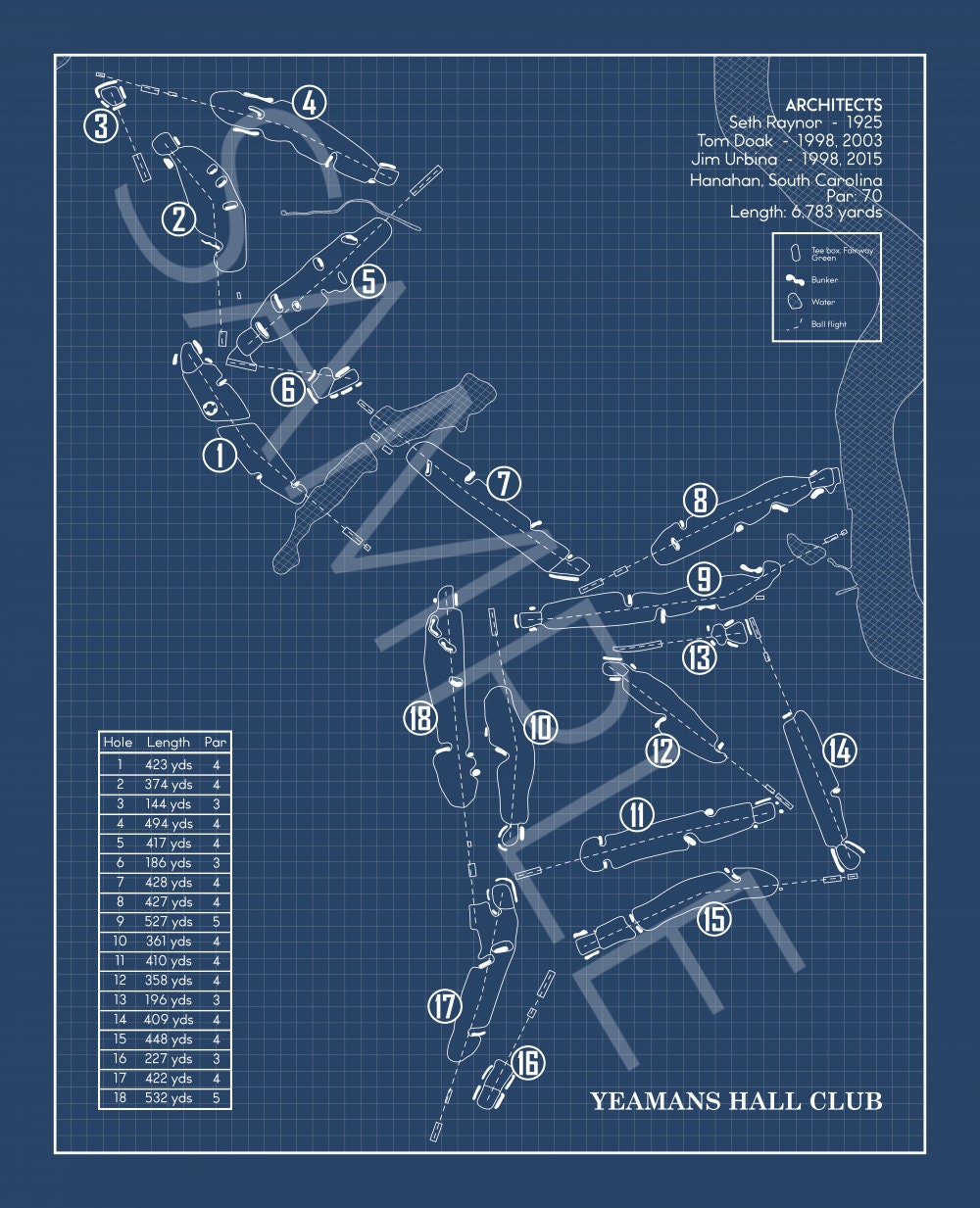 Yeamans Hall Club Blueprint (Print)