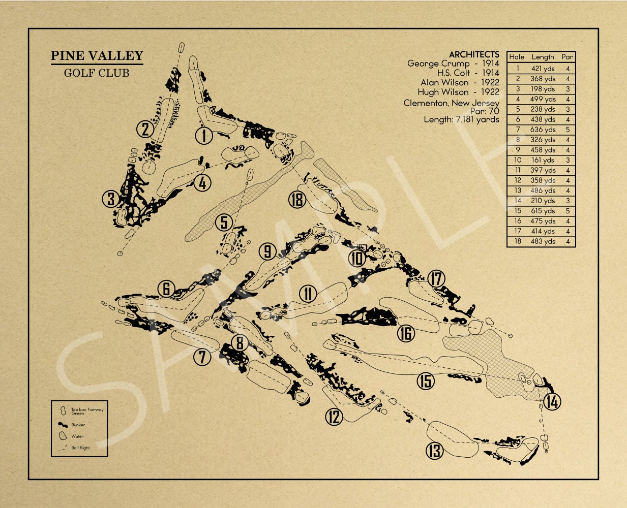 Pine Valley Golf Club Outline (Print)