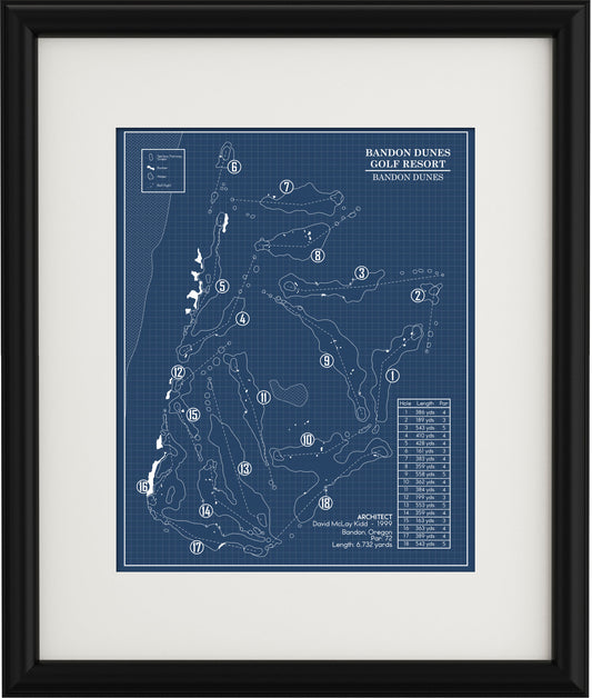 Bandon Dunes Golf Course Blueprint (Print)