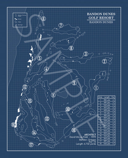 Bandon Dunes Golf Course Blueprint (Print)