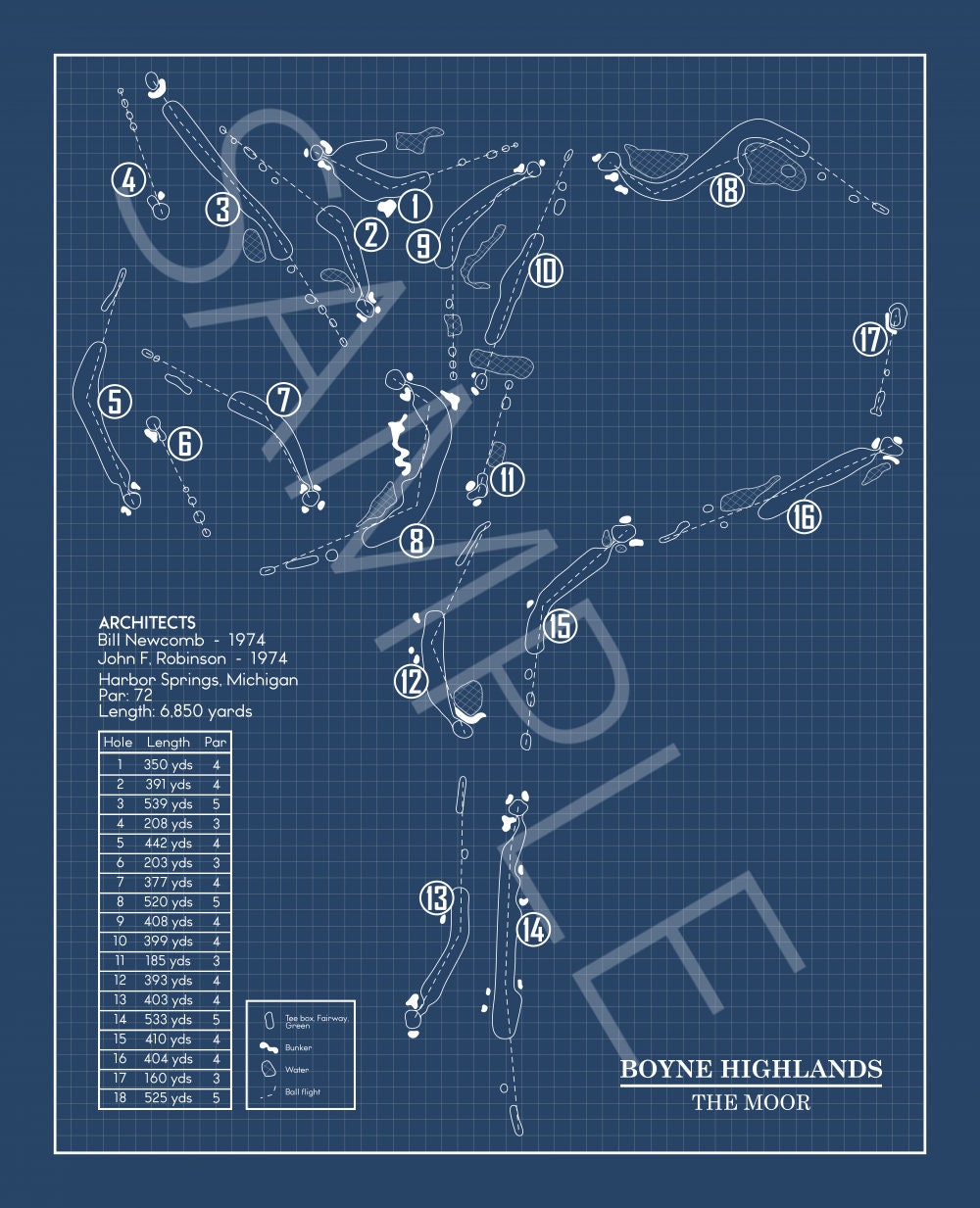Boyne Highlands The Moor Course Blueprint (Print)