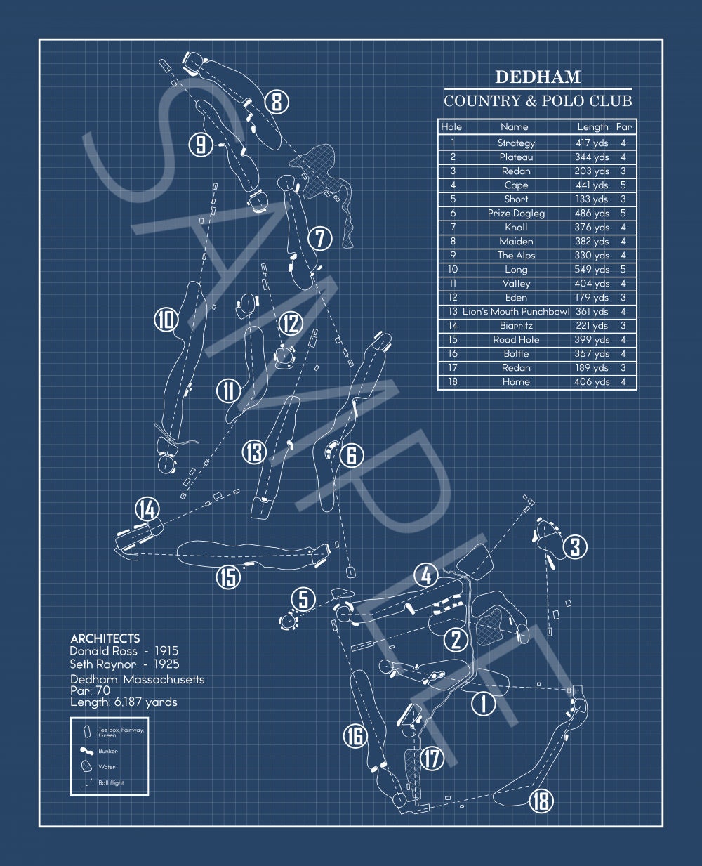 Dedham Country & Polo Club Blueprint (Print)